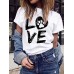 LOVE Print Round Neck Short Sleeve Casual T  shirts For Women