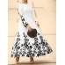 Flower Print Long Sleeve O  neck Maxi Dress