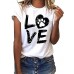 LOVE Print Round Neck Short Sleeve Casual T  shirts For Women