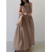 Solid Color Sleeveless Loose Cotton Maxi Dress