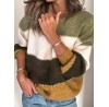 Women Casual Striped Color  Block O  Neck Long Sleeve Sweaters