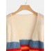 Casual Color Striped Long Sleeve Knit Cardigans