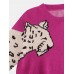 Women Leopard Print Round Neck Long Sleeve Sweaters